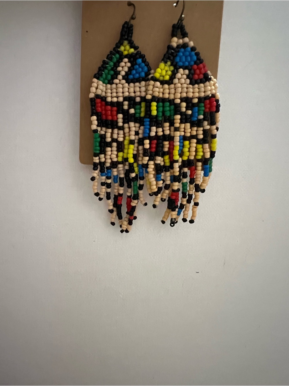 & Other Stories Multicolor Beaded Fringe Earrings with Cream Base